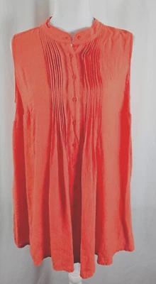 Alfani Womens Blouse Button Down Sleeveless Orange Rayon Polyester 16W - Image 1 of 4