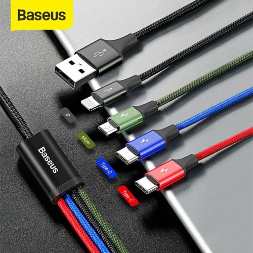 Baseus 4 in 1 Type-C Micro-USB  Charger Cable Charging Adapter Lead for iPhone
