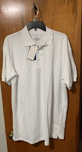 NWT! DICKIES YOUNG ADULT PIQUE POLO WHITE UNIFORM SHIRT S/S, LG, FASTSHIP !! - Picture 1 of 1