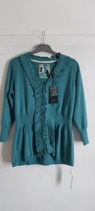 Betty Jackson Teal Knitted Cardigan Size 14 - Picture 1 of 8
