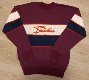 Vintage Baseball 80's Soviet Sweater Sweatshirt Jumper Burgundy Size L Mint. - Picture 1 of 7