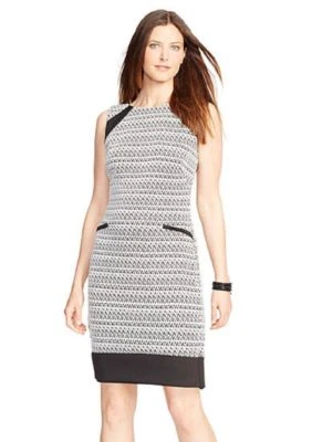 VESTIDO JERSEY PRETO BRANCO CARREIRA VIDA AMERICANA NOVO COM ETIQUETAS TAMANHO 12 TAMANHO 14 TAMANHO 1 - Imagem 1 de 2