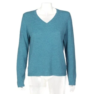 Ellen Tracy Beautiful Blue 100% Cashmere Sweater V-Neck Womens size L - 364 - Picture 1 of 5