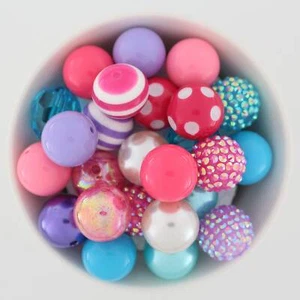 Chunky Bubblegum Beads Mixes, 20mm Beads, Pink Blue Purple and White for Crafts - Picture 1 of 15