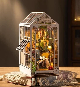 Robotime Holiday Garden House libro hágalo usted mismo nook estante inserto 3D madera rompecabezas regalo - Imagen 1 de 14