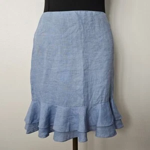 NEUWERTIG VINTAGE RALPH LAUREN KOLLEKTION lila Etikett 100 % Leinen Rüsche Minirock 2 XS - Bild 1 von 8