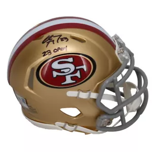 Mini casco velocità 49ers Christian McCaffrey autografato ""23 OPOY""ers - Foto 1 di 3