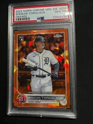 2022 Topps Chrome Upd Sapphire Spencer Torkelson Orange  4/25 GemMT PSA 10 POP 2 - Image 1 of 2