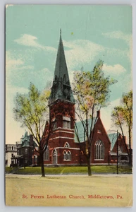 Postcard Vintage 1919 St. Peter's Lutheran Church in Middletown, PA. - Picture 1 of 2