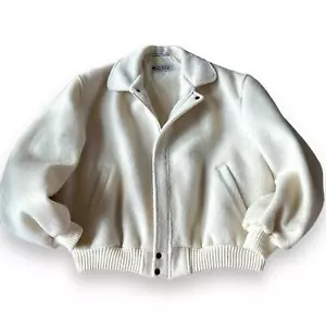 Vintage Dash 100% Wool Varsity Bomber Style Jacket off white cream oversized XL - Bild 1 von 16