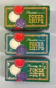 Poker Chips Original Boxes Lot of 3 Pleasantime Deluxe Vintage 1963 Hollywood CA - Picture 1 of 8