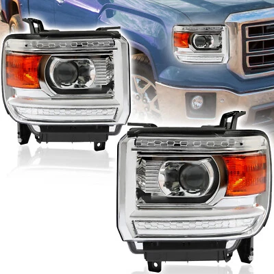 For 14-18 GMC Sierra 1500/15-19 2500HD 3500HD Halogen Factory Headlights L+R Foto 1 de 4