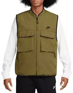 NEU Nike Herren Tech Woven Utility Weste Herren Large Pacific Moosgrün Reißverschlusstaschen - Bild 1 von 9