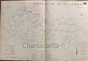 1938 COMUNI PROVINCIA PALERMO CARTA TOPOGRAFICA Isnello Cefalù Monreale Piana  - Picture 1 of 1