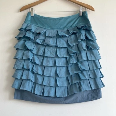 Minifalda con volantes en capas azules Reiss para mujer talla 4 mezcla de sed... - Imagen 1 de 4