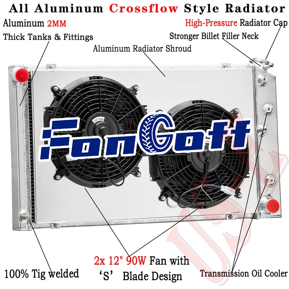 Ventilador de cubierta de radiador 161 4 filas para Chevy GMC 1973-86 C/K C10 C20 C30 K10 K20 30 Foto 1 de 4