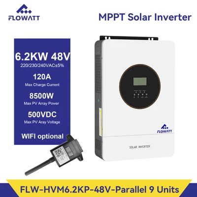FLOWATTS 6200W 48V Hybrid Solar Wechselrichter MPPT 120A PV8500W Parallel 6.2KW Inverter
