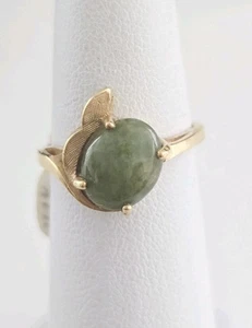 Vintage Solid 14K Yellow Gold JADEITE Jade Ring Size 6.5 - Bild 1 von 24