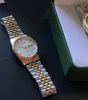 Pulsar PRESIDENCIAL Reloj Tono Oro Inoxidable Pulsera Jubileo Día Fecha 37mm Foto 1 de 3