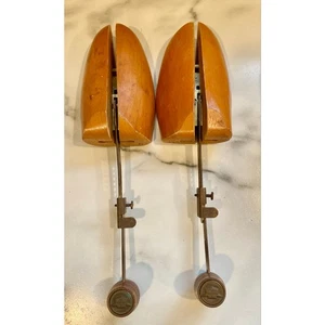 Juego de 2 camillas de árbol de zapatos de madera FLORSHEIM vintage ajustables número 5 - Imagen 1 de 6