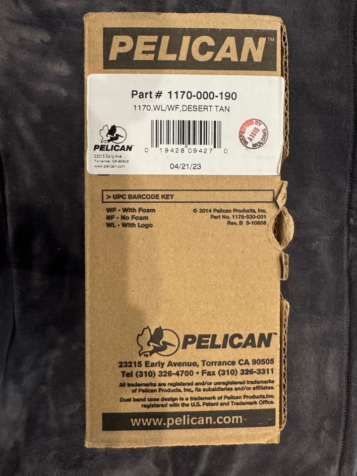 Estojo Pelican 1170 com espuma em bronzeado deserto... NOVO #1170-000-190 - Imagem 1 de 4