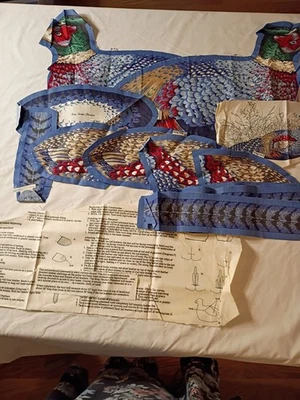 Kit de tela de corte y costura de faisán con cuello de anillo azul (ya cortada)  Foto 1 de 4