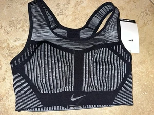 NWT Nike Black FE/NOM Flyknit High-Support Non-Padded Sports Bra AJ4047 Sm $80 - Picture 1 of 2