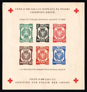 1945 Dachau-Allach, Polonia, campo DP, campo sfollati, foglio ricordo - Foto 1 di 1