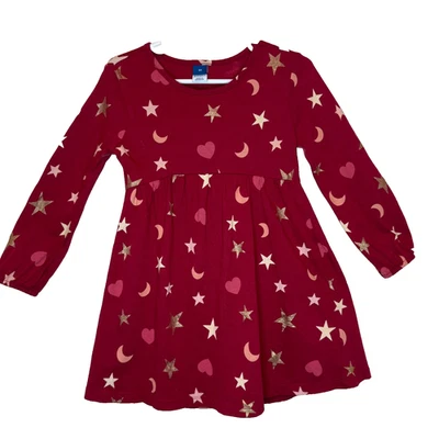 Vestido rojo manga larga azul marino viejo para niñas pequeñas talla 3T Foto 1 de 3