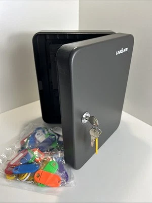 Key Cabinet 48 Keys Steel Security Lock Box Grey Metal Wall Mounted - Image 1 of 4