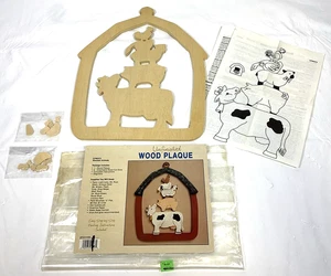 Vintage gestapelte Bauernhoftiere Holztafel unvollendet Schritt-für-Schritt-Malerei ~ 15 Zoll - Bild 1 von 8