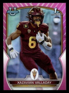 2022 Bowman University Chrome #64 Xazavian Valladay Pink Refractor ASU - Picture 1 of 2