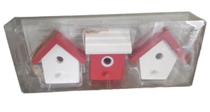 IKEA Painted Wooden Birdhouse Hanging Christmas Ornaments Decorations Set Of 3 - Bild 1 von 3