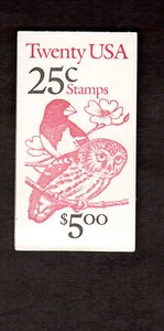 Full Booklet # 2284-2285 20 stamps of 25 cent Grosbeak Owl 1988 - Picture 1 of 2