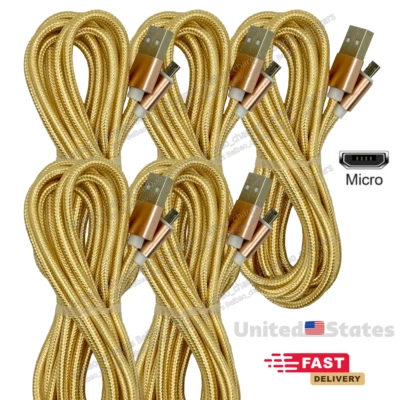 Lote de 3/5 paquetes Micro USB cargador rápido cable de sincronización de datos cable trenzado para Android 10 pies Foto 1 de 4
