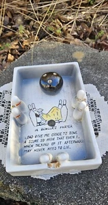 VTG Ceramic Ashtray Bowl Bowlers Prayer Bowling Theme MCM Ashtray. '50s. Japan - Picture 1 of 13