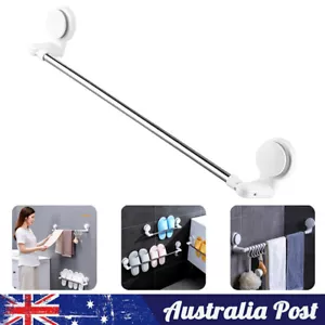 Stainless Steel Vacuum Suction Cup Towel Rail Bar Rack Hanger Bathroom 6 Hooks - Picture 1 of 12