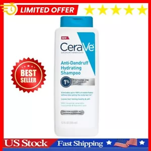 CeraVe Hydrating Anti Dandruff Shampoo, 1% Pyrithione Zinc Dandruff, 12 Oz NEW** - Picture 1 of 24