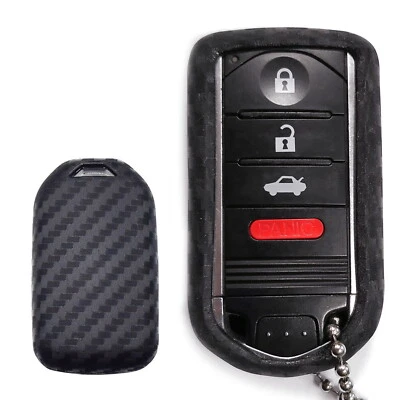 Carbon Fiber Soft Silicone Key Fob Cover For Acura ILX TL RDX ZDX 3/4 Buttons - Image 1 of 4