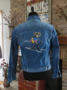 NEU Polo Ralph Lauren USA Alpin Racing Ski Bär Trucker Denim Jeans Jacke S - Bild 1 von 4