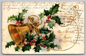 Postcard: Christmas, Embossed, Gilt, Raphael Tuck, Holly, Posted 1906 - Picture 1 of 2