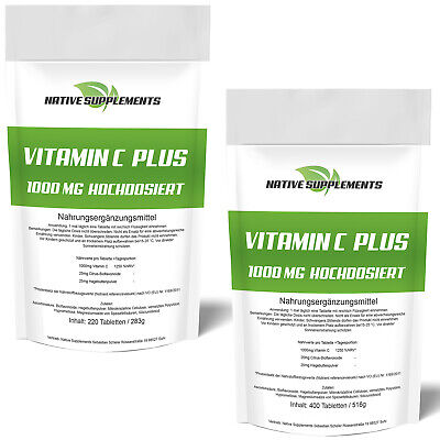 220 - 800 Tabletten Vitamin C Plus - Vegan 1000mg - Ascorbinsäure Time Released • 13.76€