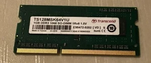 Transcend TS128MSK64V1U 1GB DDR3 So-Dimm Non ECC 1066Mhz 1Rx8 Laptop Memory - Picture 1 of 1