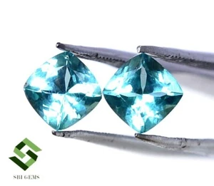 5.25x5.25 mm Natural Apatite Cushion Cut Pair 1.30 CTS Faceted Loose Gemstones - Picture 1 of 6