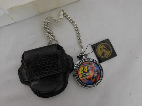 Franklin Mint Collectors NASCAR Jeff Gordon #24 Pocket Watch Vintage NEW VTG Cover