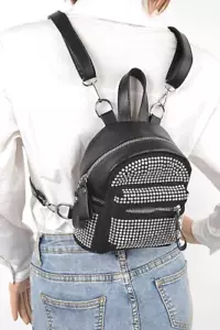 BNWT Brand New Rhinestone Studded Small Backpack Convertible Mini Backpack - Picture 1 of 7