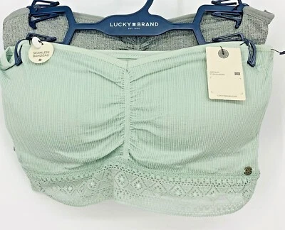 Lucky Brand Women Seamless Bandeau Padded Plus Size 2X Lace Bra Gray NWT New B49 - Image 1 of 4