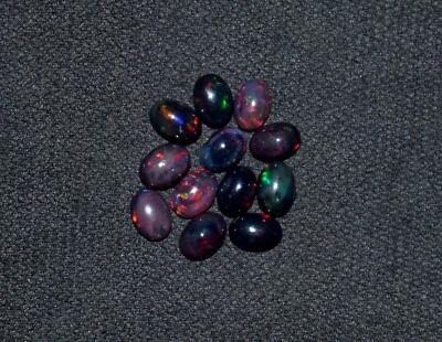 5x7MM 12Pcs Natural Ethiopian Welo Fire Black Opal Loose Gemstone Cabochon F2468 - Image 1 of 4