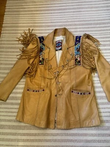 Men’s Renegade Ren Ellis Beaded Leather Jacket By Diamond Leather 44 GUC - Picture 1 of 23