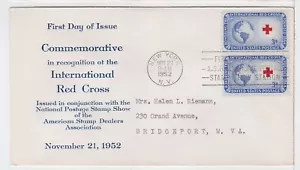 TurtlesTradingPost - American Red Cross 1952 #1016 Pair FDC- ASDA Cachet - Picture 1 of 1